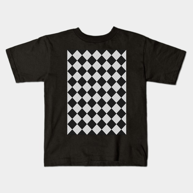 Angled Checkerboard Quilt Pattern no. 1 Kids T-Shirt by Neil Feigeles